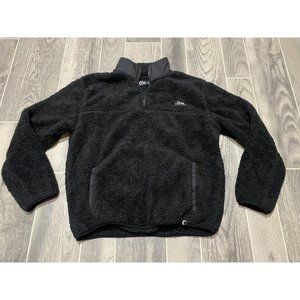 ZYIA Active Black Sherpa Teddy 1/4 Zip Pocket Jacket Pullover Sz M